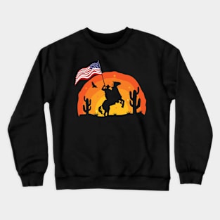 Cowboy Sunset American Flag US Army Military History Gift Crewneck Sweatshirt